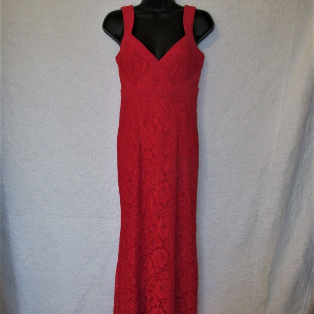 Lu Lu's Long Red Lace Formal Prom Dress Size S